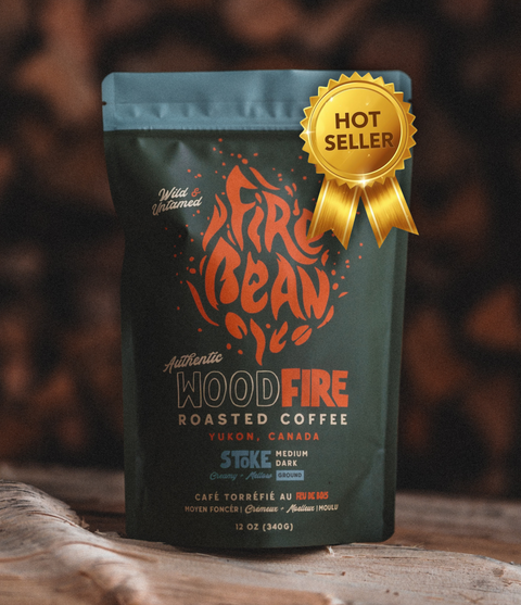 Coffee package with 'Hot Seller' label on a wooden surface